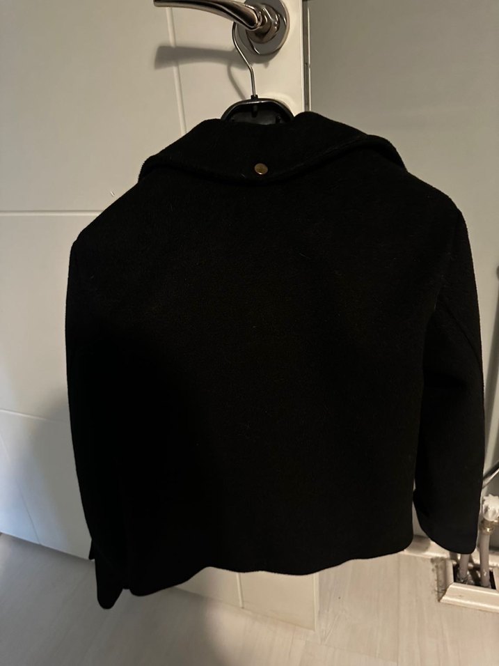 Kadın Siyah Fermuarlı Midi Ceket - Görsel 3