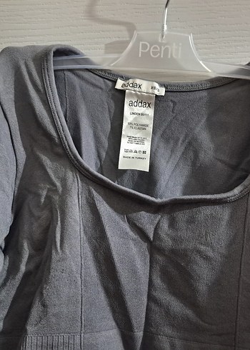 Addax Gri ve maviUzun Kollu Crop Top