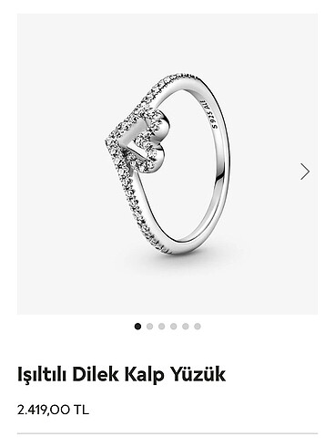  Beden gri Renk Pandora Kalp Yüzük