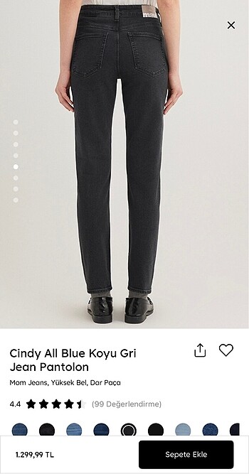 29 Beden gri Renk Cindy Mom Jeans