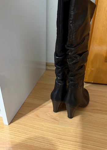Diğer Siyah Deri Stiletto Topuklu çizme
