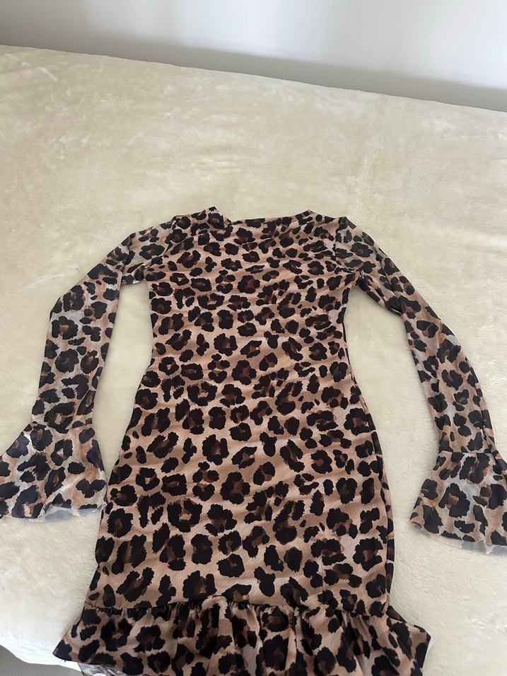 Leopar kısa elbise - Görsel 2