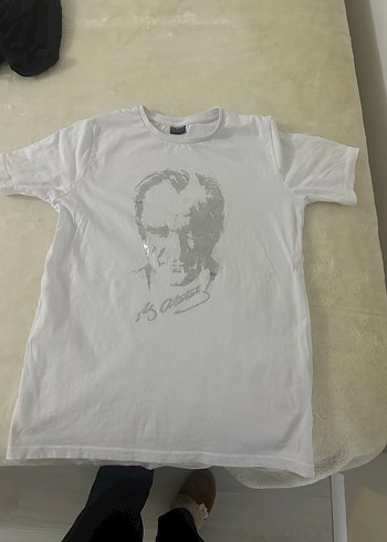 Baskılı Beyaz Erkek atatürkTişörtü