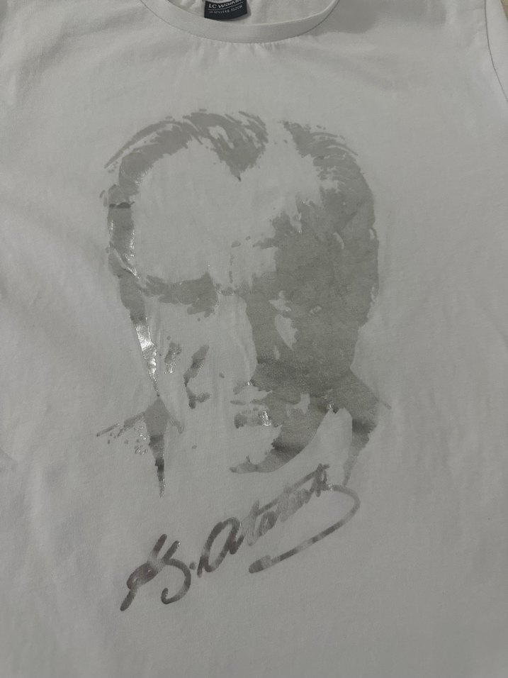 Baskılı Beyaz Erkek atatürkTişörtü - Görsel 2