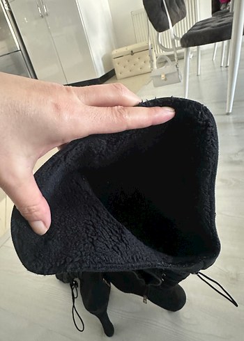 Siyah Süet Dizüstü Bağcıklı Stiletto Çizme - Görsel 3