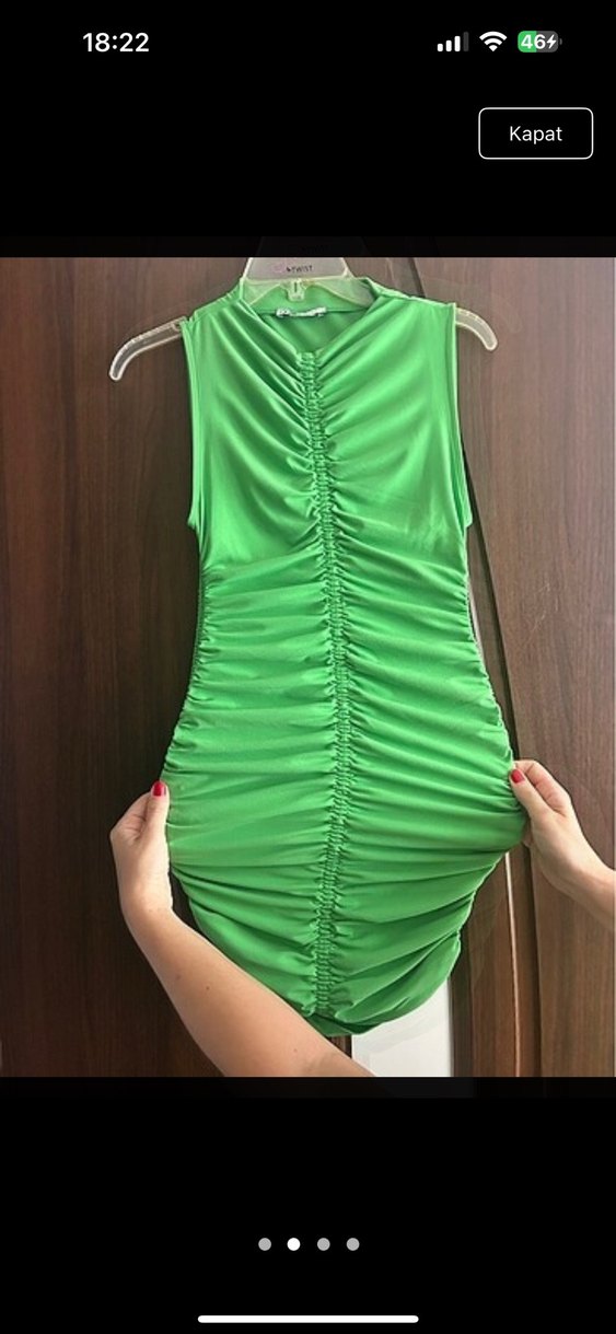 Yeşil Drapeli kısa Elbise - Görsel 2