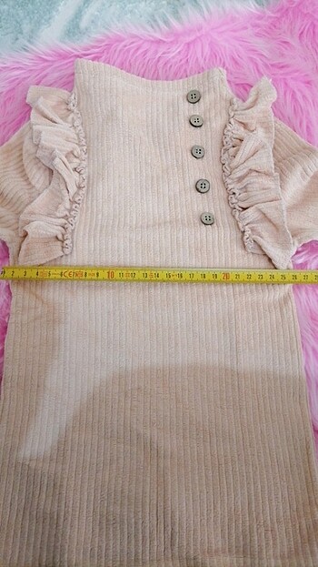 18-24 Ay Beden Somon fırfırlı kadife pijama takımı