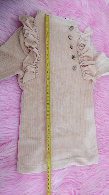 18-24 Ay Beden ten rengi Renk Somon fırfırlı kadife pijama takımı