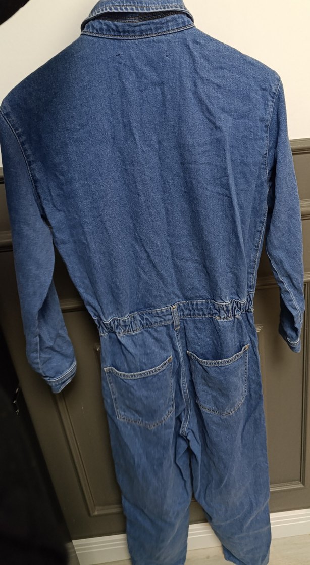 mavi Jean Düğmeli Denim Kadın Tulum - Görsel 4