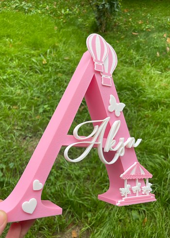 Pembe Dekoratif Harfler bebek isimlik - Görsel 2