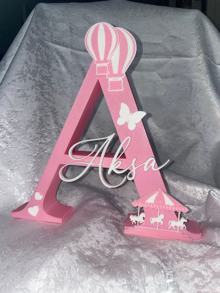 Pembe Dekoratif Harfler bebek isimlik - Görsel 4