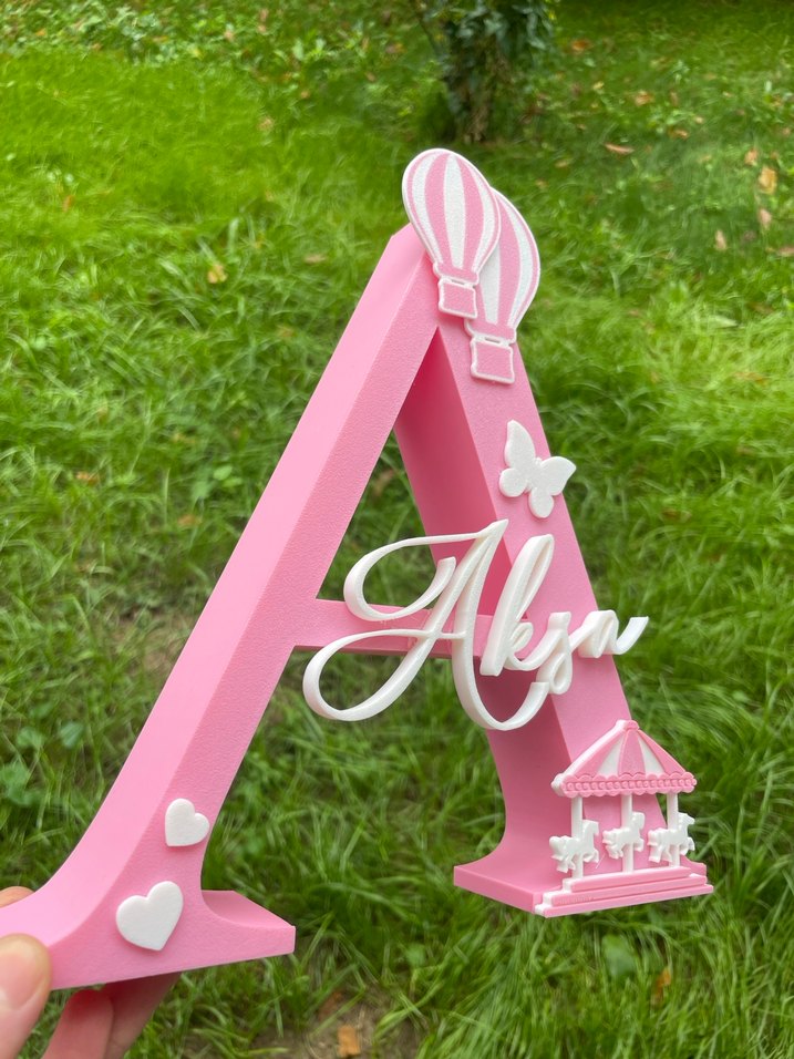 Pembe Dekoratif Harfler bebek isimlik - Görsel 2