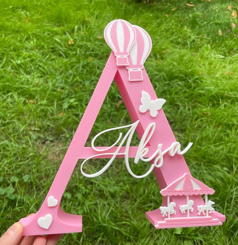 Pembe Dekoratif Harfler bebek isimlik - Görsel 3