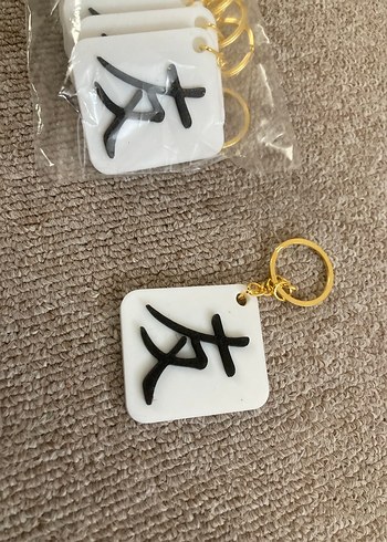 Minimalist Beyaz Anahtarlık japonca çince - Görsel 3