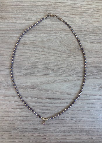 Gri Uzun Zincir Detaylı Bohem Kadın Kolye - Görsel 3