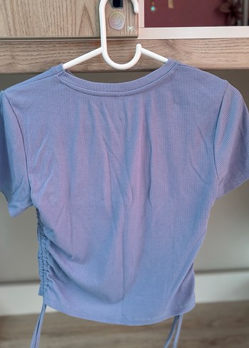 Mor Baskılı Kız Tişörtü, Kısa Kollu, Dar Kesim - Görsel 2