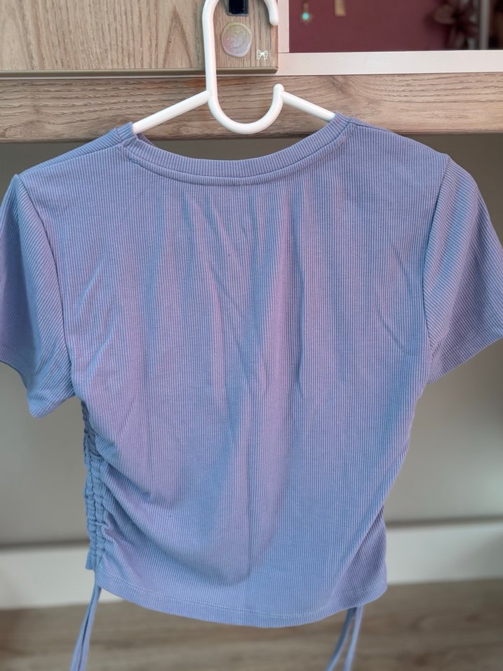 Mor Baskılı Kız Tişörtü, Kısa Kollu, Dar Kesim - Görsel 2