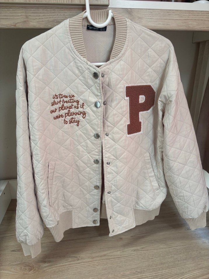 Bej Düğmeli Midi Street Wear Kadın Ceket - Görsel 3