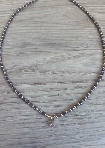 Boncuk İşlemeli Gri Uzun Kadın Kolye - Görsel 2