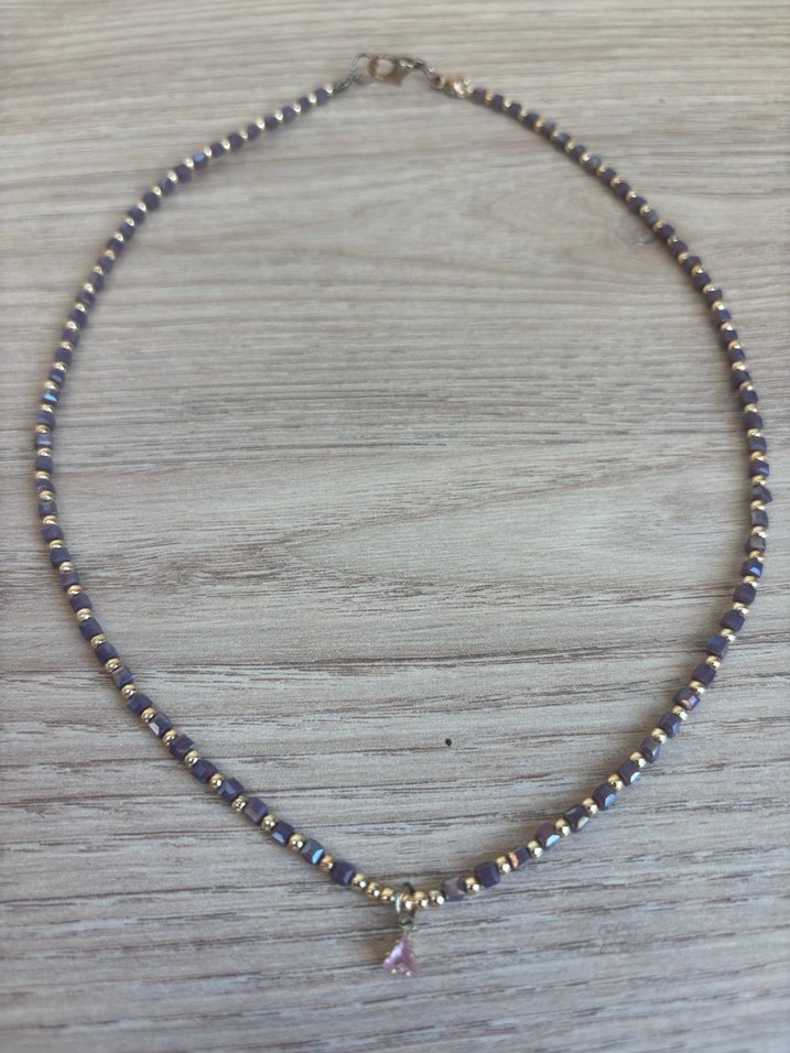 Boncuk İşlemeli Gri Uzun Kadın Kolye - Görsel 3