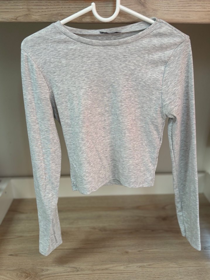 Gri Kadın İnce Uzun Kollu Keten Kazak - Görsel 3