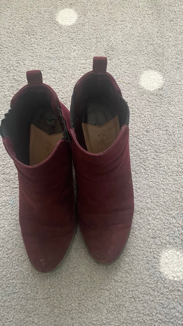 Bordo Süet Tokalı Topuklu Kadın Bot - Görsel 2