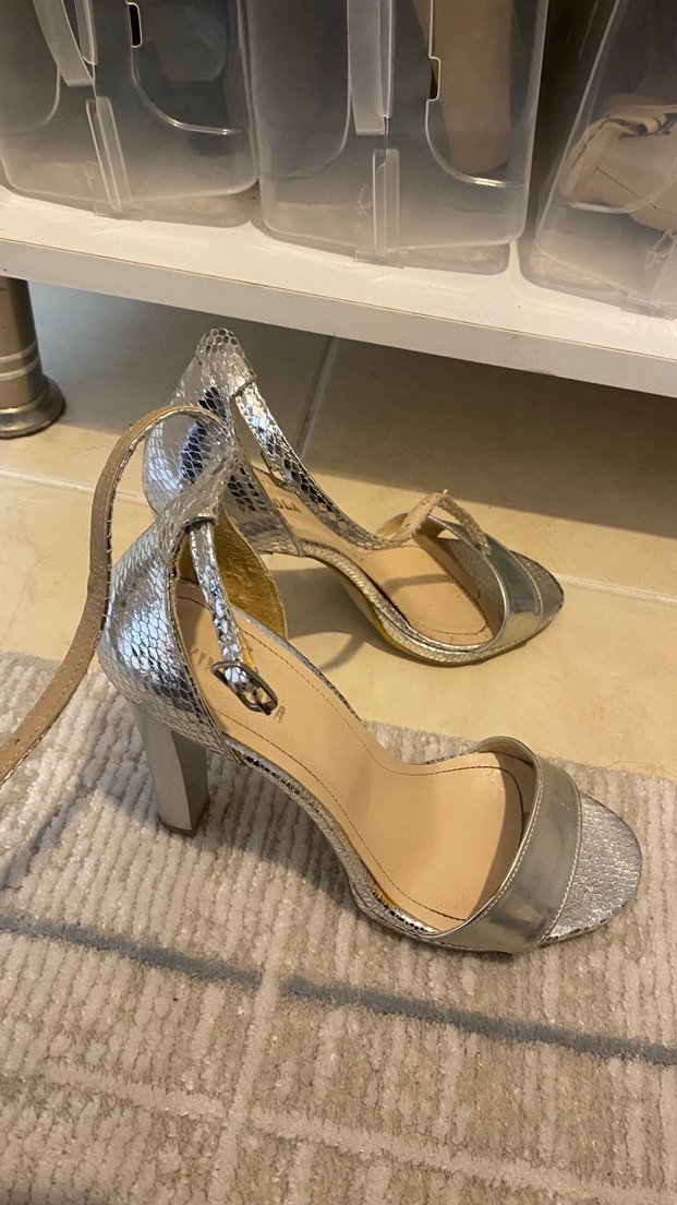 Gümüş Renkli Yılan Desenli Stiletto - Görsel 2