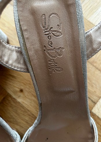 Bej simli deri Dolgu Topuklu Kadın Abiye Ayakkabı - Görsel 3