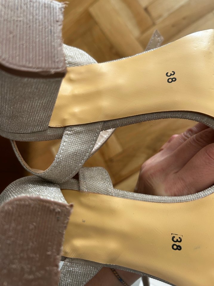 Bej simli deri Dolgu Topuklu Kadın Abiye Ayakkabı - Görsel 4