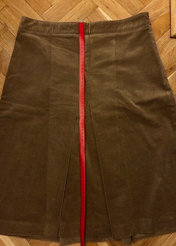 Kahverengi Kadife Pilili Midi Etek - Görsel 10