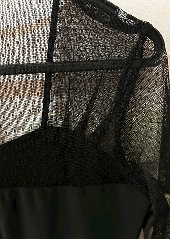 Siyah Pilili V Yakalı Straplez Midi Elbise - Görsel 7