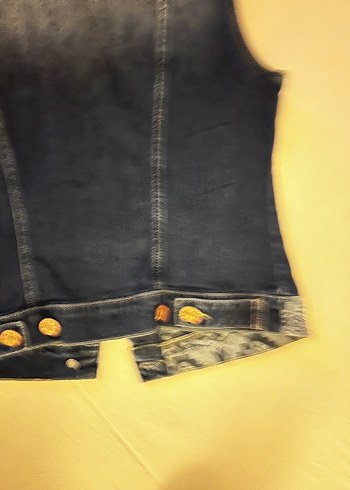 Kadın Koyu Mavi Kolsuz Denim Ceket - Görsel 7