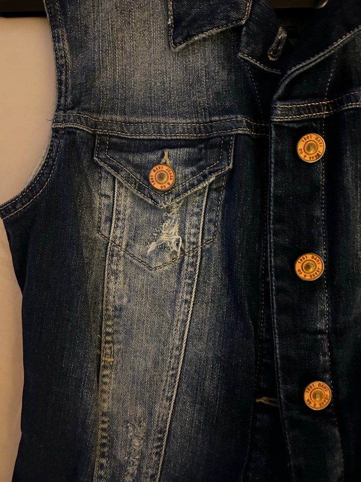 Kadın Koyu Mavi Kolsuz Denim Ceket - Görsel 3