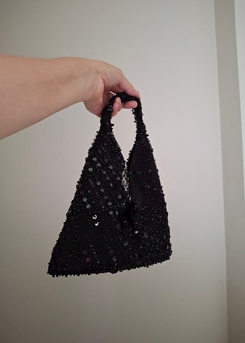 Siyah Boncuk İşlemeli Abiye El Çantası #handbag - Görsel 4