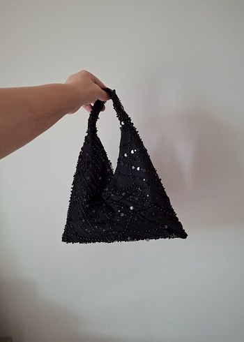 Siyah Boncuk İşlemeli Abiye El Çantası #handbag - Görsel 3
