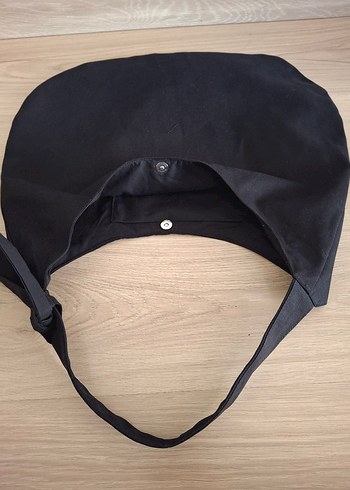 Siyah Keten Minimalist Kadın Çanta - Görsel 6