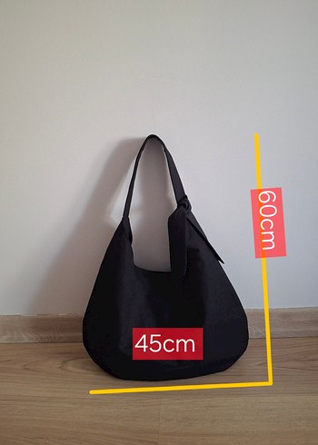 Siyah Keten Minimalist Kadın Çanta - Görsel 5