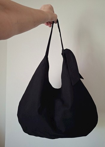 Siyah Keten Minimalist Kadın Çanta - Görsel 9