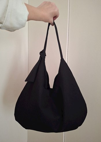 Siyah Keten Minimalist Kadın Çanta - Görsel 10