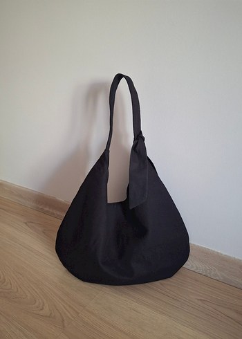 Siyah Keten Minimalist Kadın Çanta - Görsel 4