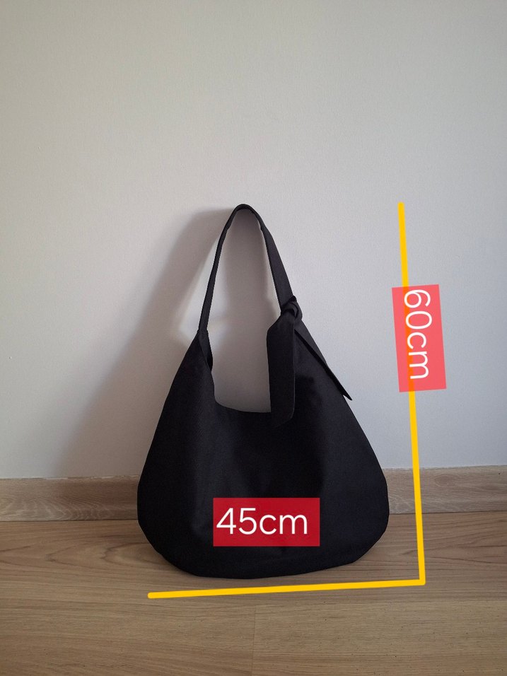 Siyah Keten Minimalist Kadın Çanta - Görsel 5