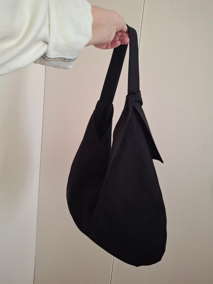 Siyah Keten Minimalist Kadın Çanta - Görsel 2