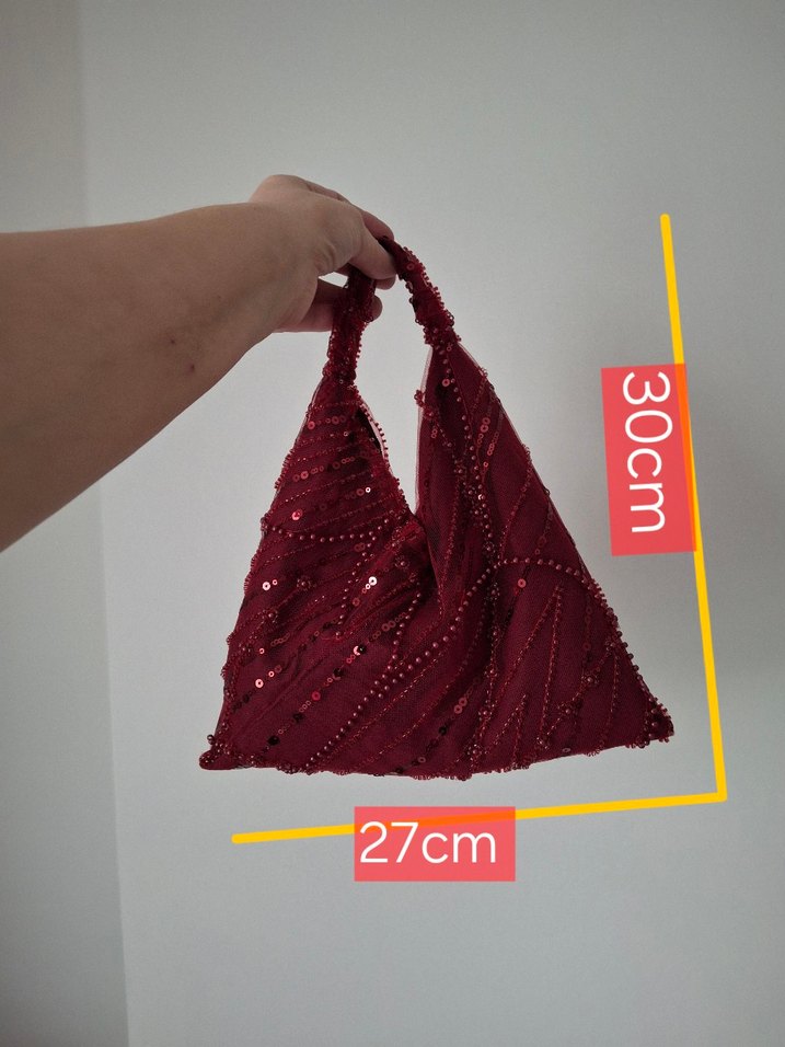 Boncuk İşlemeli Bordo Kadın Çanta - Görsel 5