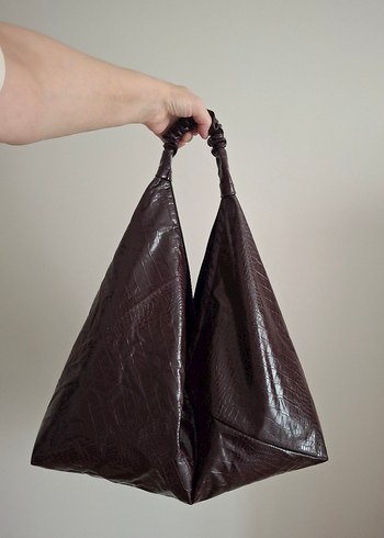 Mürdüm Deri Üçgen Çanta #elemeği - Görsel 4