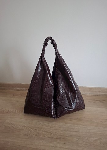 Mürdüm Deri Üçgen Çanta #elemeği - Görsel 2