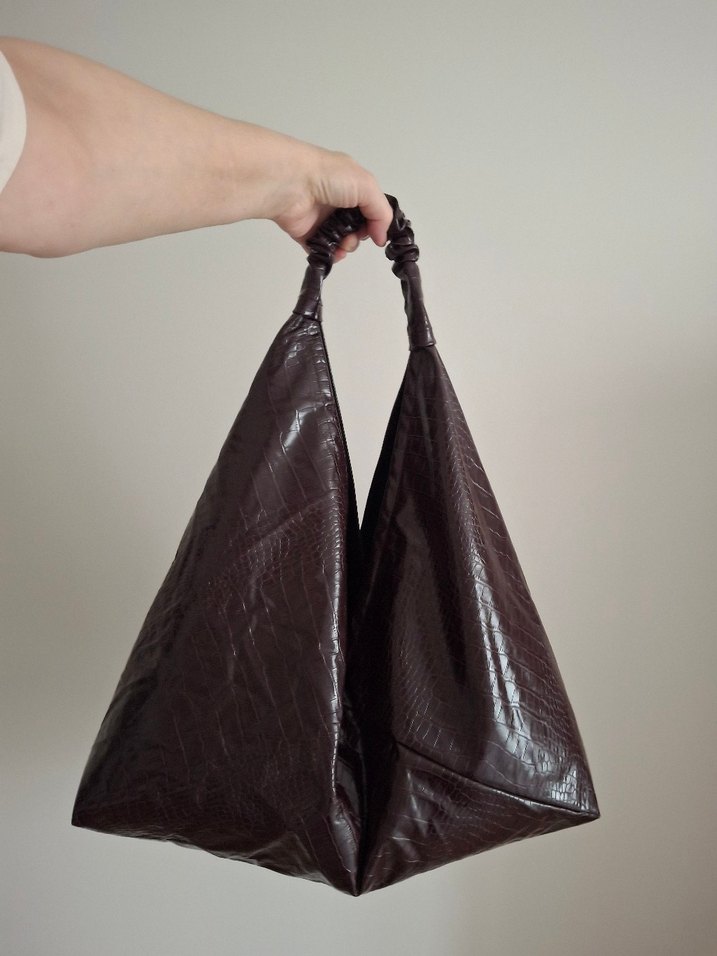 Mürdüm Deri Üçgen Çanta #elemeği - Görsel 4