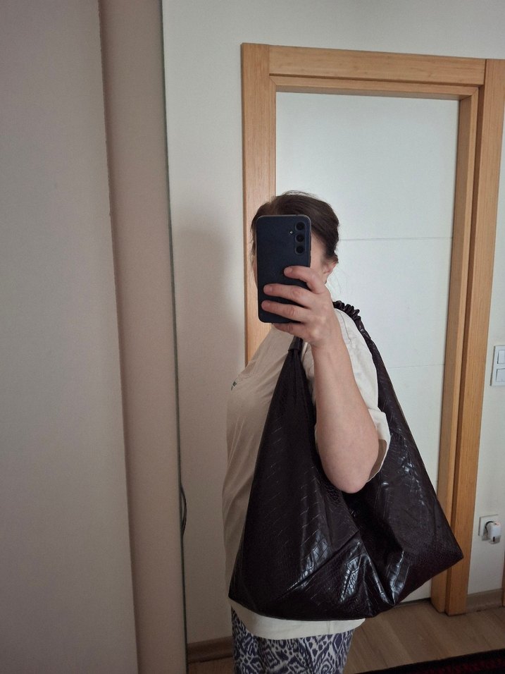 Mürdüm Deri Üçgen Çanta #elemeği - Görsel 3