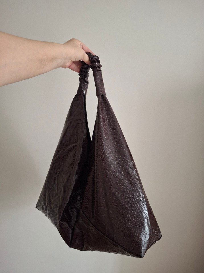 Mürdüm Deri Üçgen Çanta #elemeği - Görsel 5