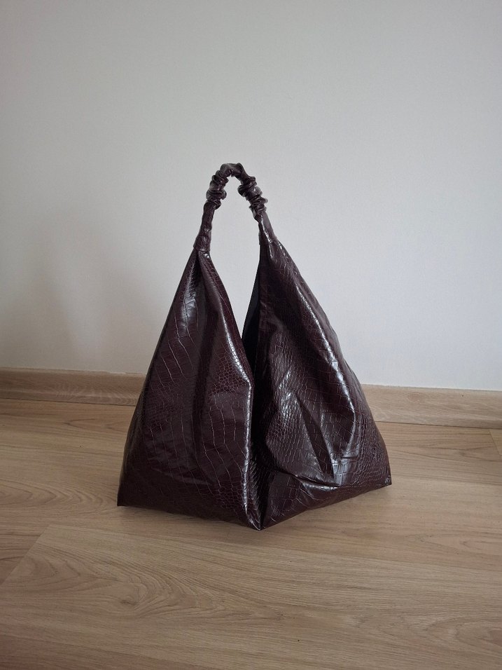 Mürdüm Deri Üçgen Çanta #elemeği - Görsel 2