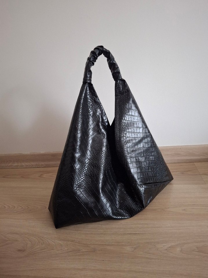 Siyah Yılan Derisi Desenli Deri Çanta #elemeği - Görsel 3